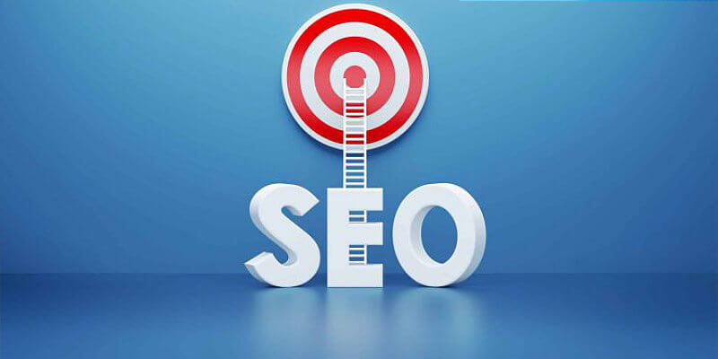 Search Engine Optimization Graphic with Ladder up to Bullseye