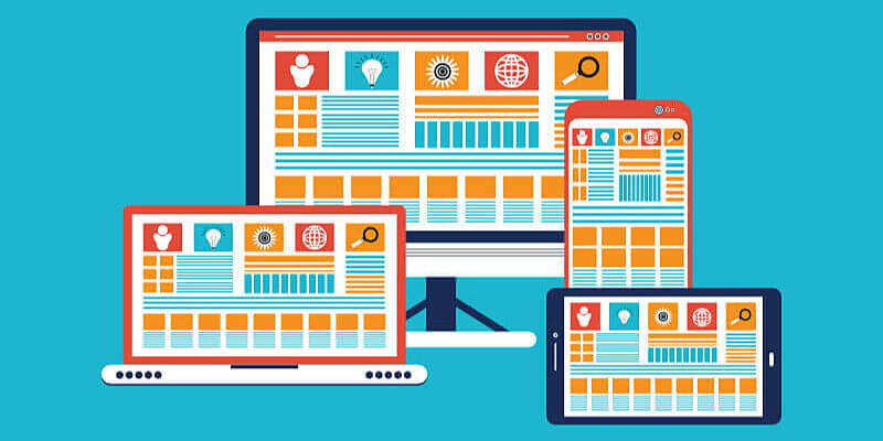 B2B Website Design Company graphic with various electronic devices