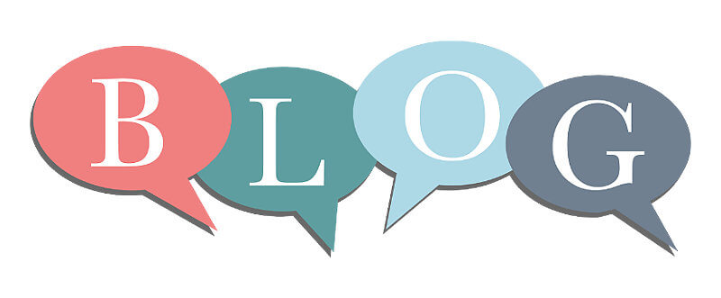 Graphic: Blog in 4 color speech bubbles