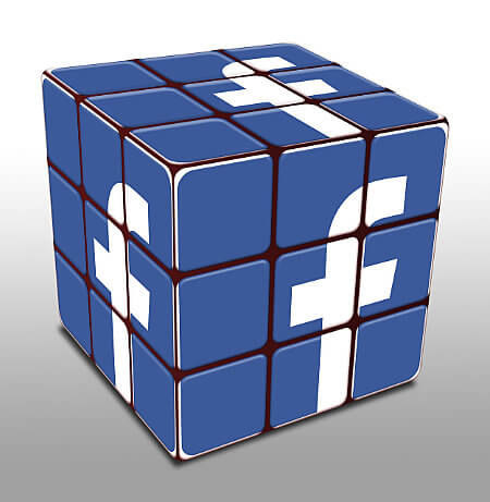 Facebook logo on sides of a rubic's cube
