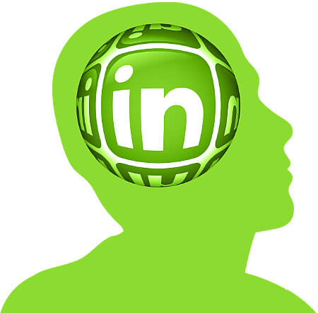 Graphic of LinkedIn logo on head