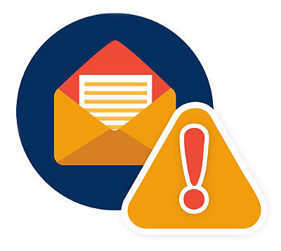 Email opening warning graphic for Buy Email Lists